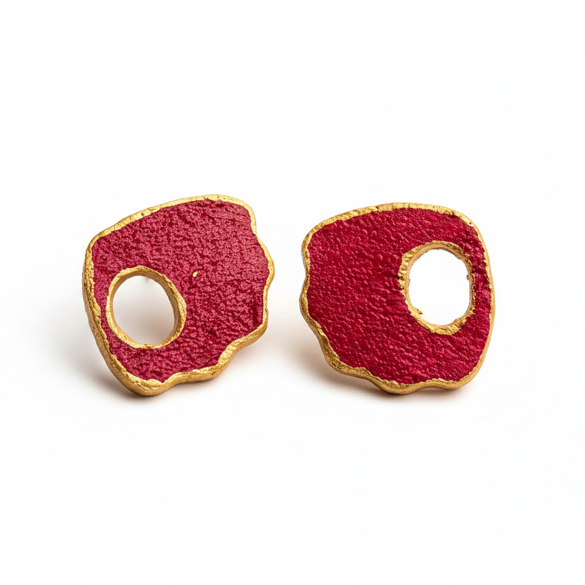 Magenta Sandpaper Textured Shell Earrings