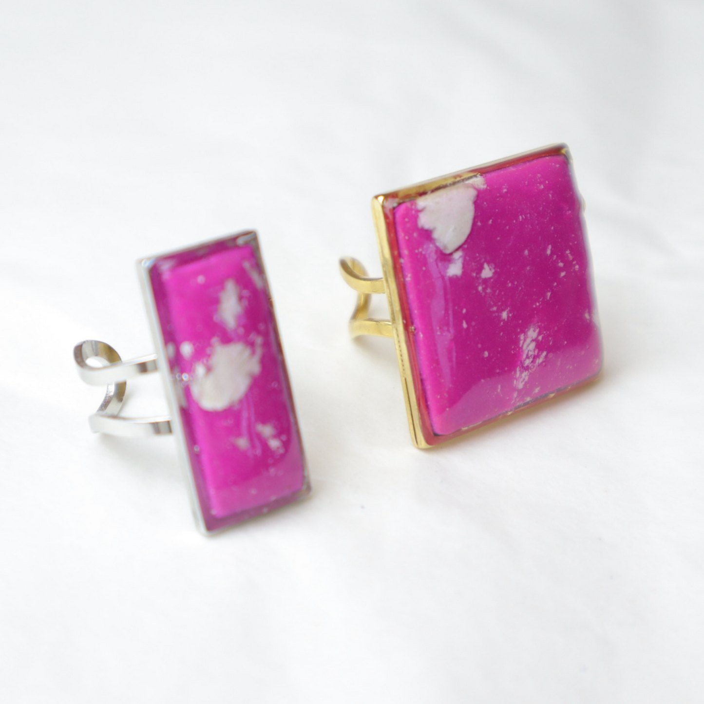 Magenta Clay Stone Effect Rings