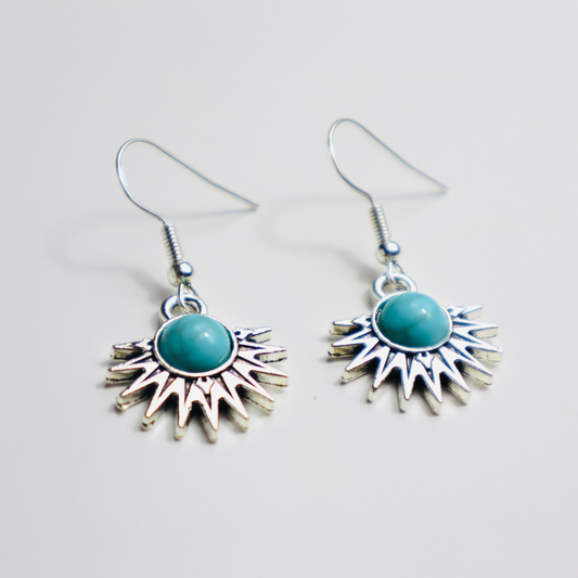 Half Sun Teal Stone Earrings