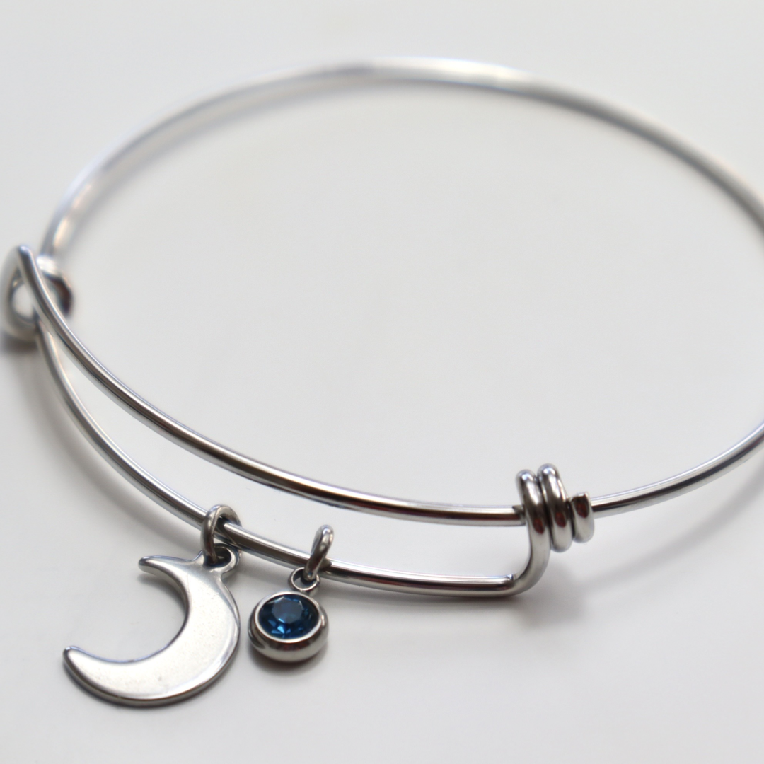 Moon & Blue Stone Charm Bracelet