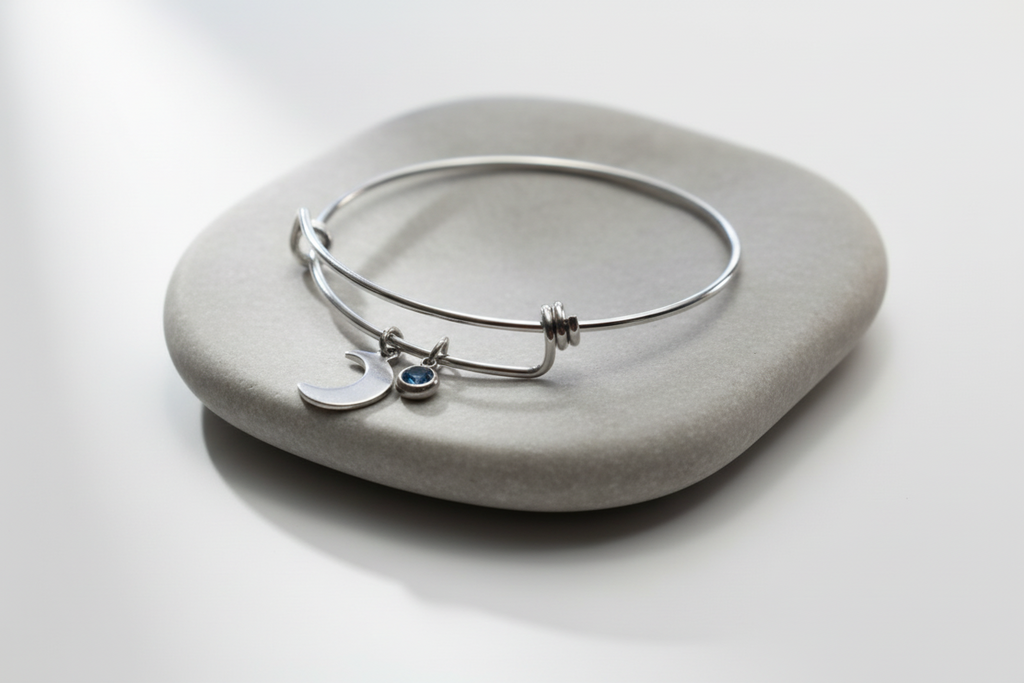 Moon & Blue Stone Charm Bracelet