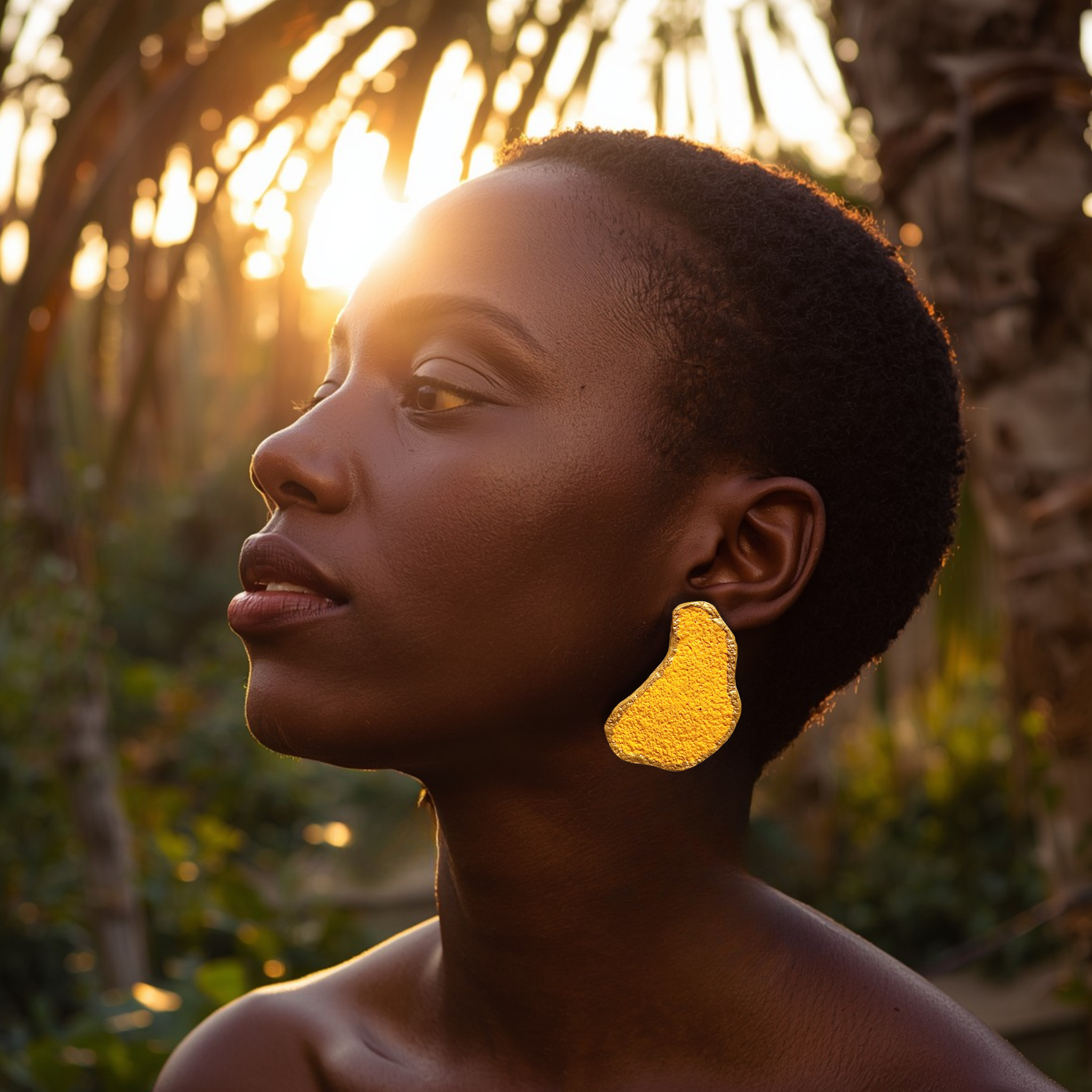 Yellow Sandpaper Textured Drop Earrings