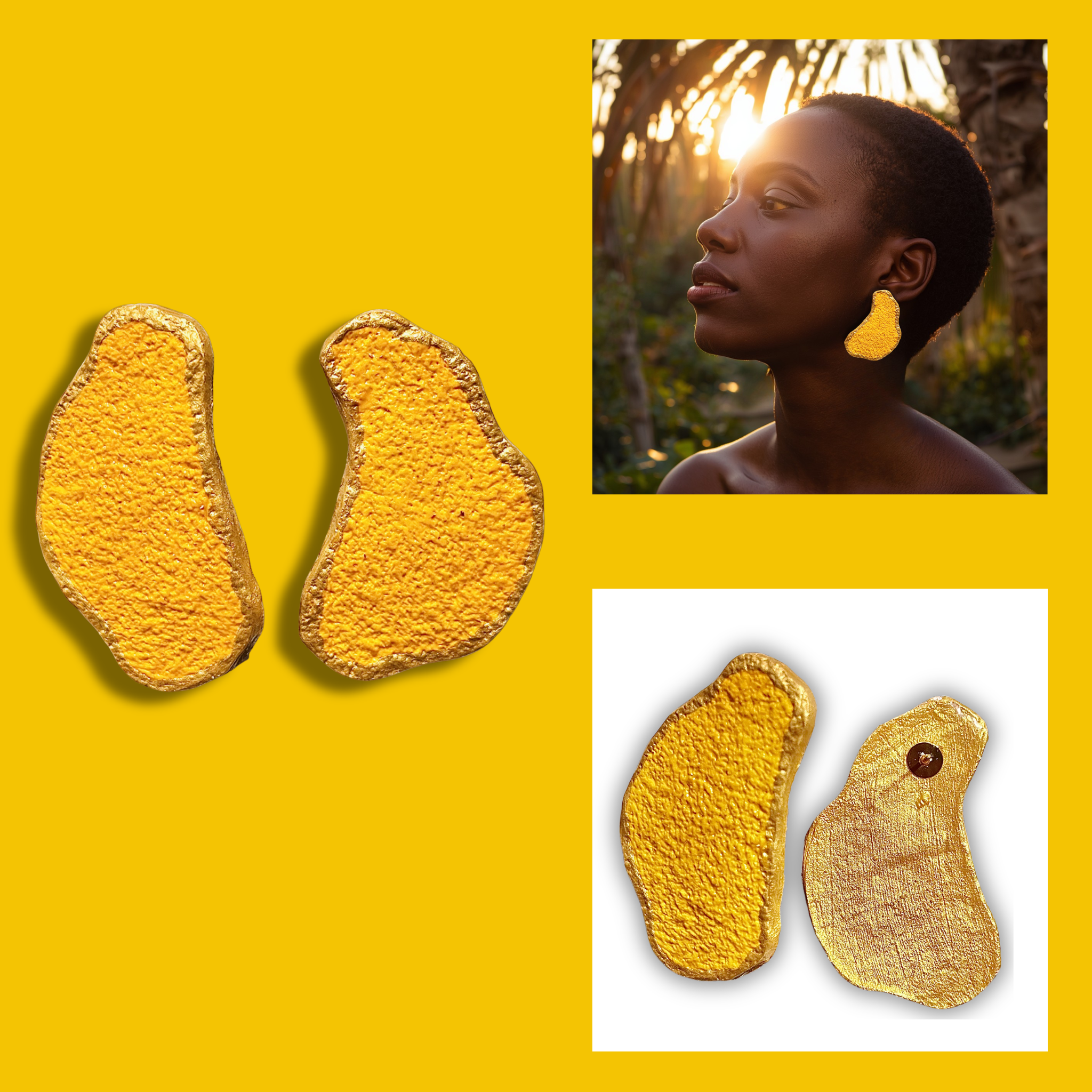 Yellow Sandpaper Textured Drop Earrings