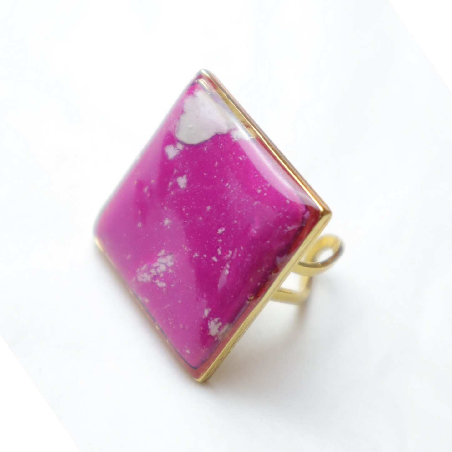 Magenta Clay Stone Effect Rings