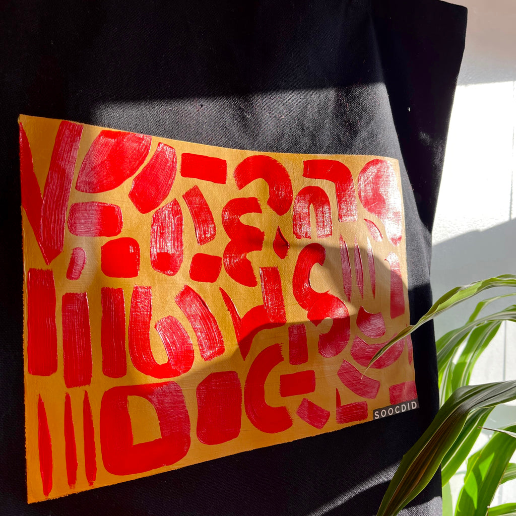 CRÈME AND ROUGE  ‘HAND PAINTED TOTE BAG’