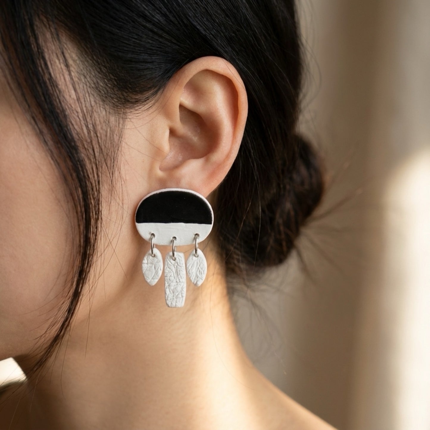 Two Tone Stone Earrings