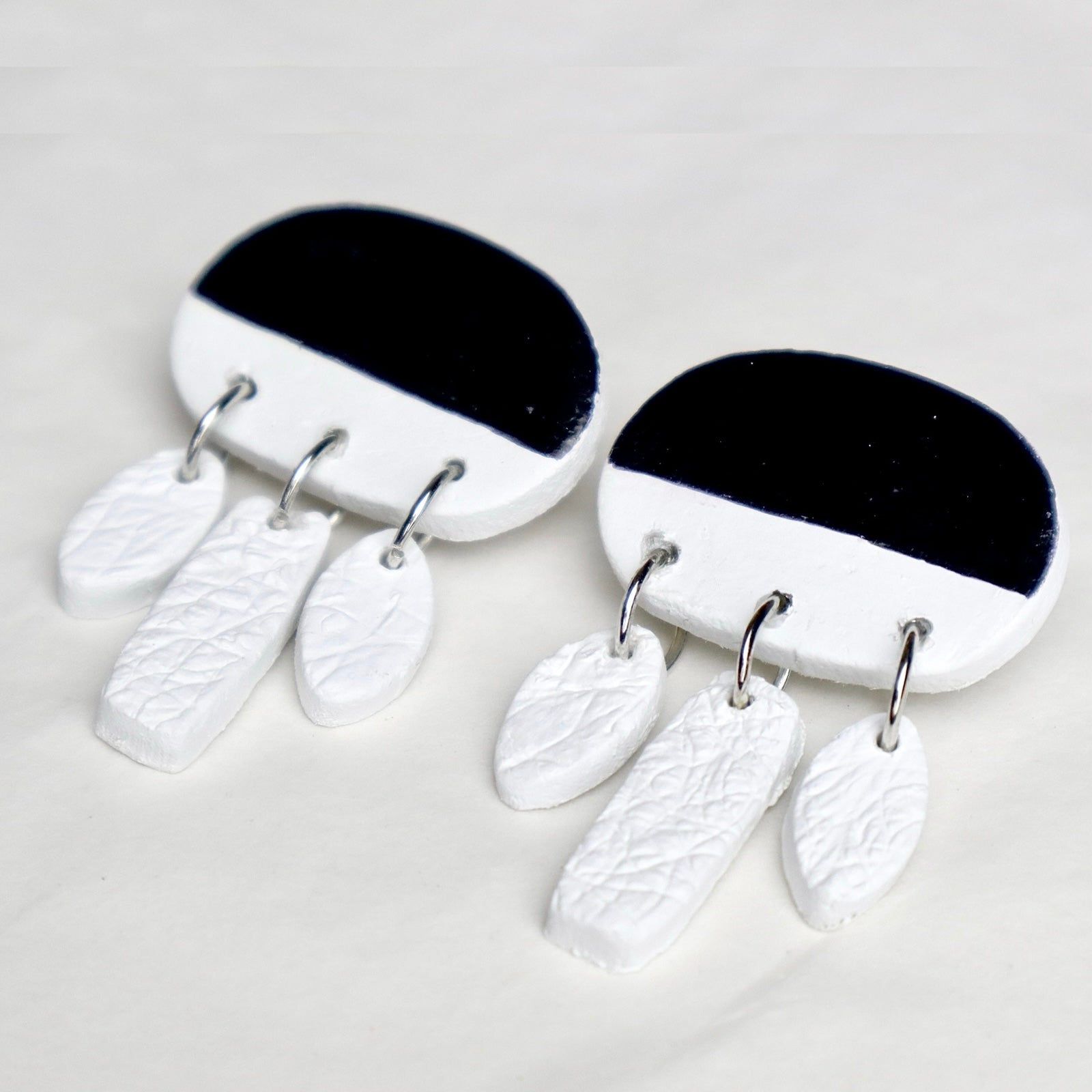 Two Tone Stone Earrings