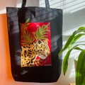Leopard Maroon Hand Painted Tote Bag