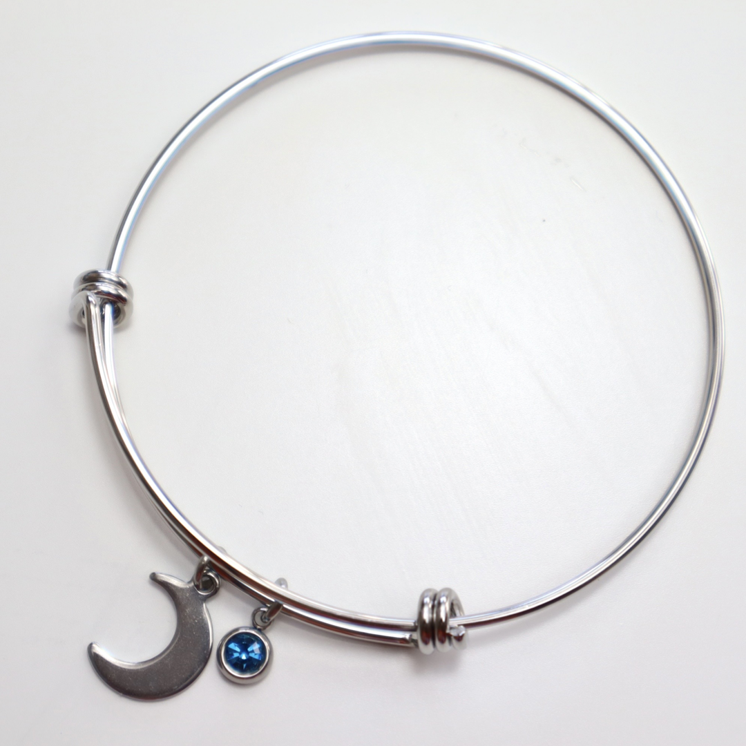 Moon & Blue Stone Charm Bracelet