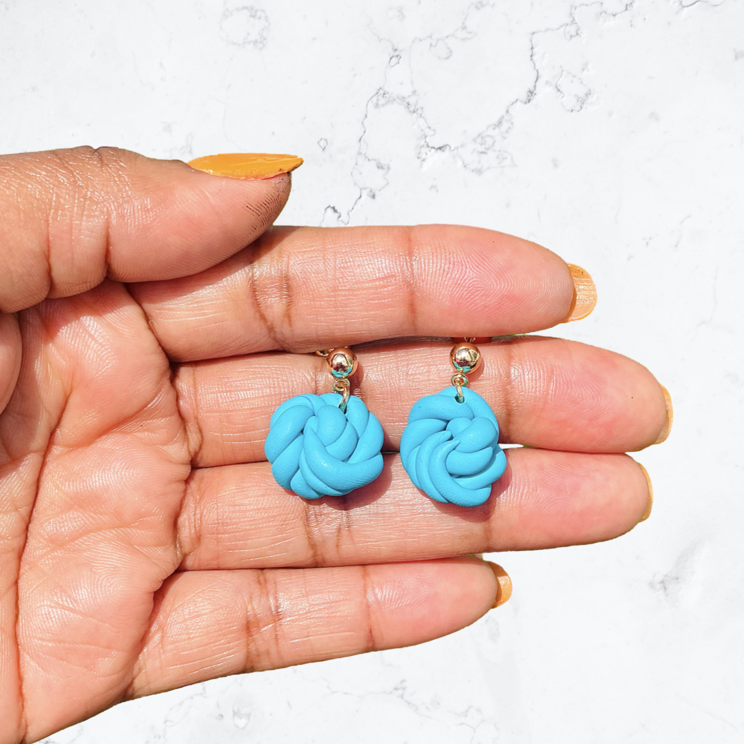 Aqua Rope Clay Earrings