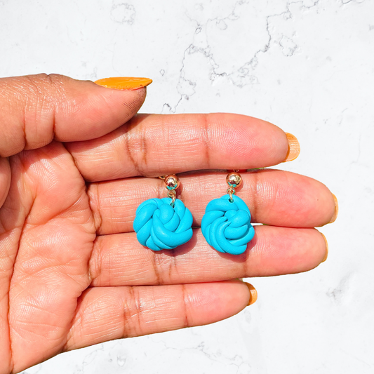 Aqua Rope Clay Earrings