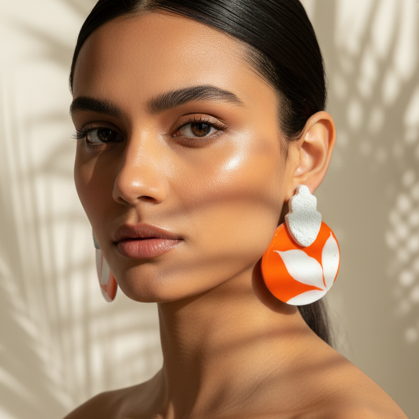Orange Floral Cirmoon Earrings
