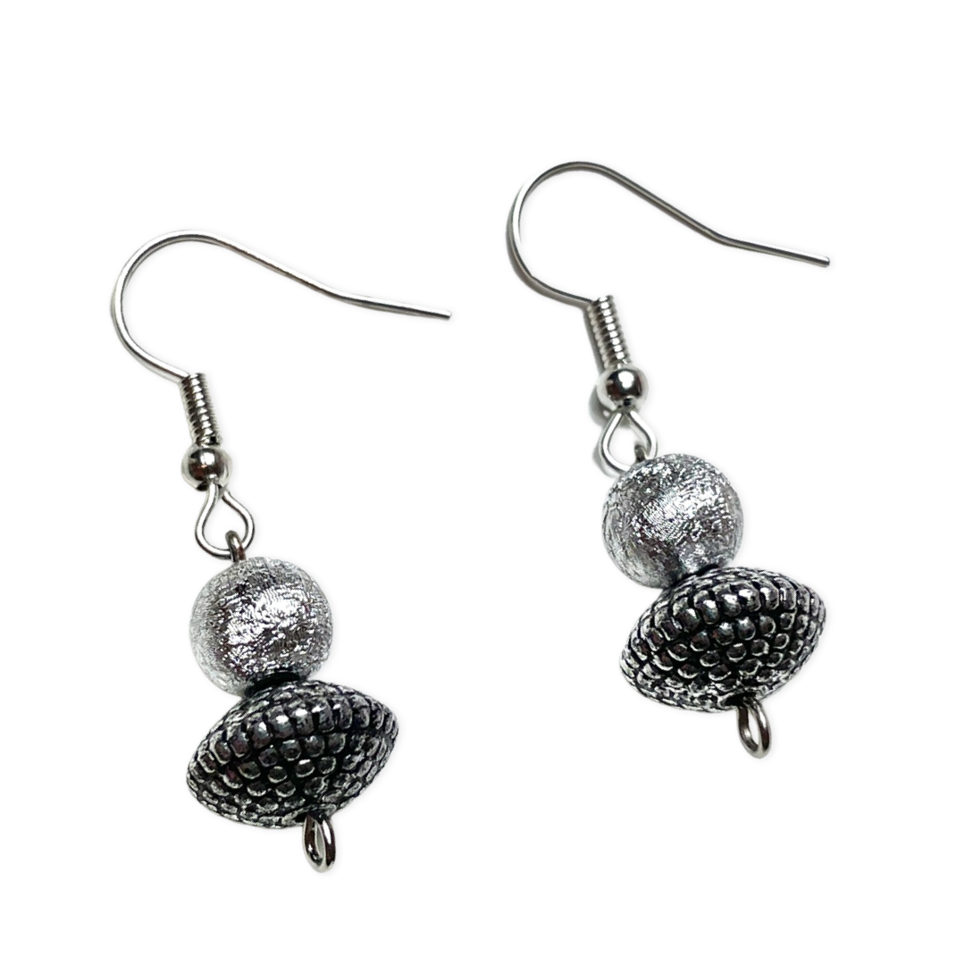 Silver Ball Drop Earrings